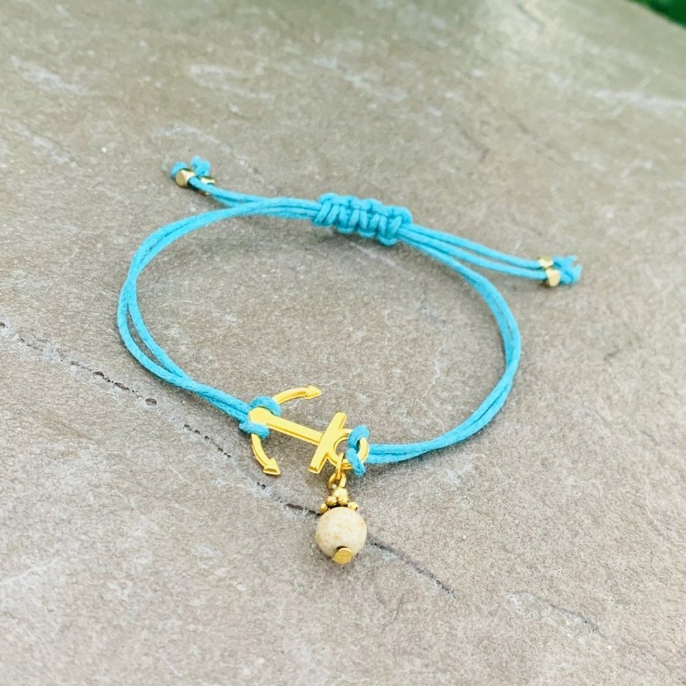 Anchor cord bracelet with slider lock